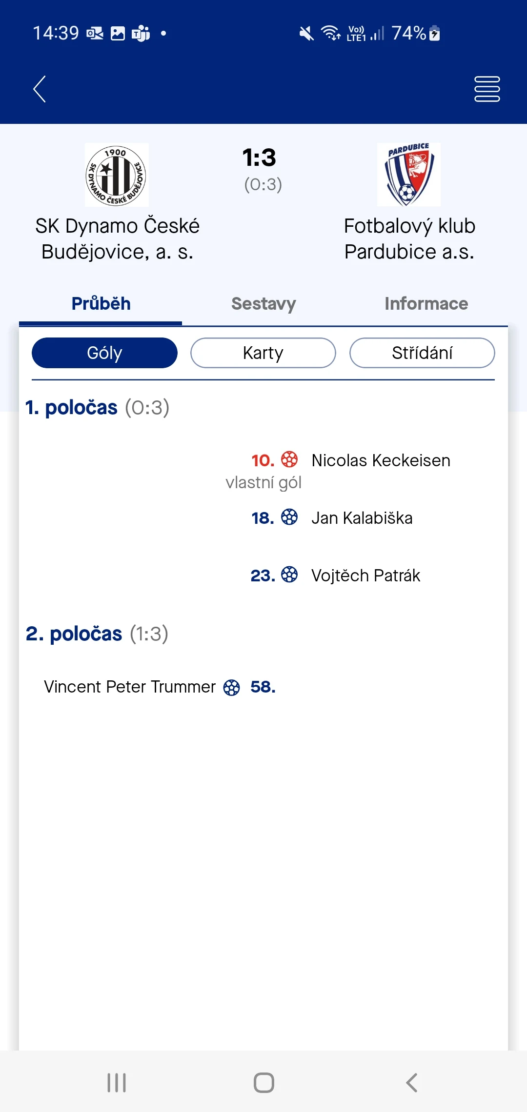 FotbalCZ screenshot